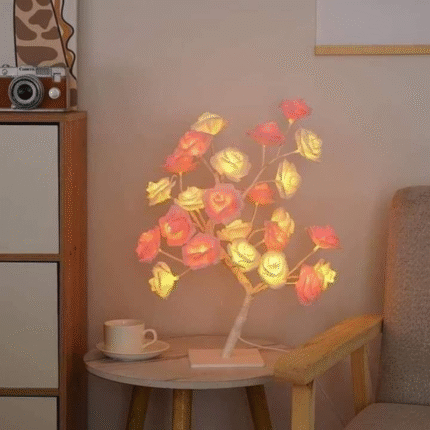 USB LED Rose Flower Bonsai Lamp – Night Light for Bedroom, Table & Gift Decoration