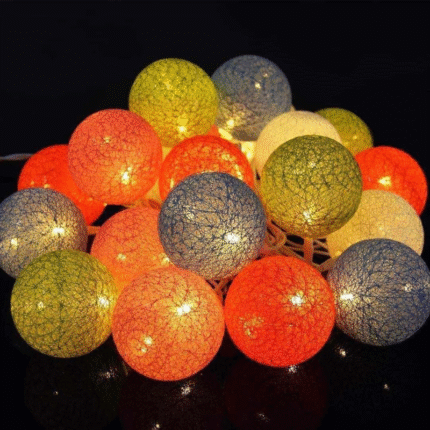 Cotton Ball LED String Lights – Battery Operated Decorative Lights for Party & Events